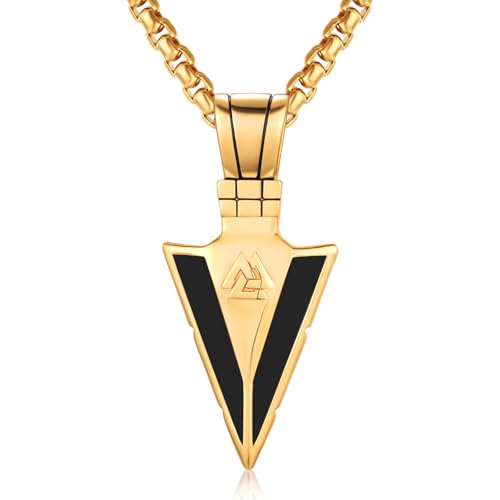 Arrowhead Necklace 925 Sterling Silver Arrow Pendant Necklace Jewelry Gifts for Men Women Lover - color: GOLD-A04
