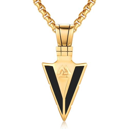 Arrowhead Necklace 925 Sterling Silver Arrow Pendant Necklace Jewelry Gifts for Men Women Lover - color: GOLD-A04