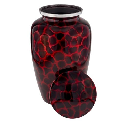 Red Tiger Eye Aluminum Cremation Urn, Adult Sized, 10.25 Inches High - color: Red Tiger