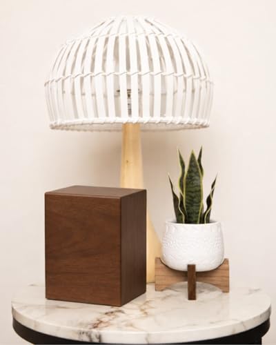 Wooden Cremation Urn for Human Ashes Adult Large Walnut Wood Urn Box TSA Travel Urn Modern Minimalist Memorial Burial Urn Holds 300 lb for Male Female Premium Decorative Funeral Box with Non-Slip Pads