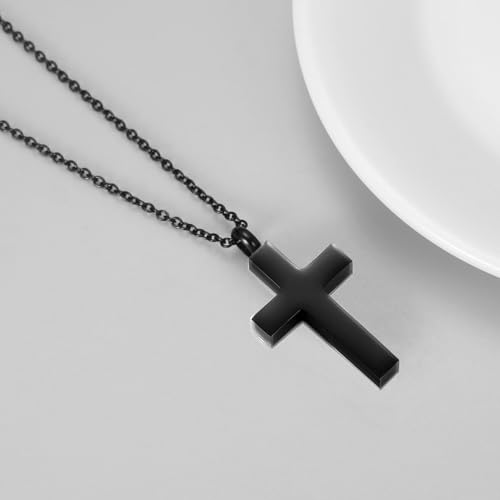 RIPFEVURN Cremation Jewelry Black Cross Urn Necklaces for Ashes for Women Men Human Ashes with Me Always Memorial Keepsake Pendant - color: 1pc-Black-Dad