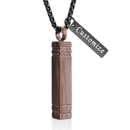 abooxiu Urn Necklace for Ashes Memorial Cremation Jewelry for Ashes Stainless Steel Ashes Jewelry Cube Ashes Necklace Bar Urn Pendant for Women Men - style: Engraved-Wood Texture Finish