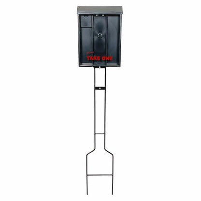 Outdoor Real Estate Brochure Box on Yard Stake, Weatherproof Self-Closing Lid, Take One Flyer Holder, Holds 250 8.5 x 11 Documents and 60 Business Cards, 46 inch Stand (Black, Pack of 1) - color: Black, size: Pack of 1