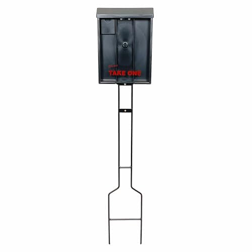 Outdoor Real Estate Brochure Box on Yard Stake, Weatherproof Self-Closing Lid, Take One Flyer Holder, Holds 250 8.5 x 11 Documents and 60 Business Cards, 46 inch Stand (Black, Pack of 1) - color: Black, size: Pack of 1