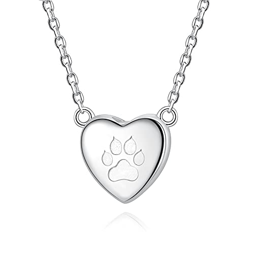 Fookduoduo 925 Sterling Silver Paw Print Urn Necklaces for Ashes - Cremation Heart Urns Keepsake Necklace Jewelry for Pet Lovers - style: Silver Paw Print