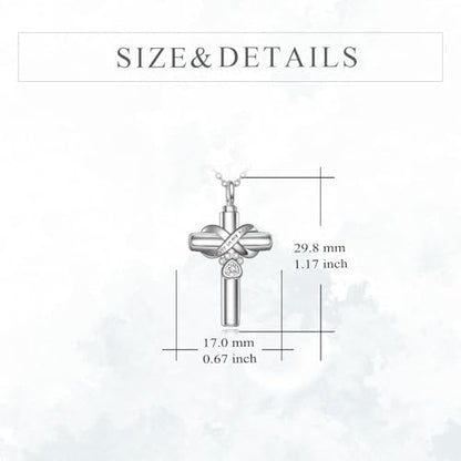 Cross Pet Urn Necklace Sterling Silver Infinity Pet Ashes Pendant - color: Silver-Dog. Apr