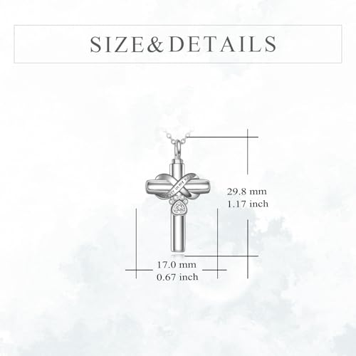 Cross Pet Urn Necklace Sterling Silver Infinity Pet Ashes Pendant - color: Silver-Dog Crystal
