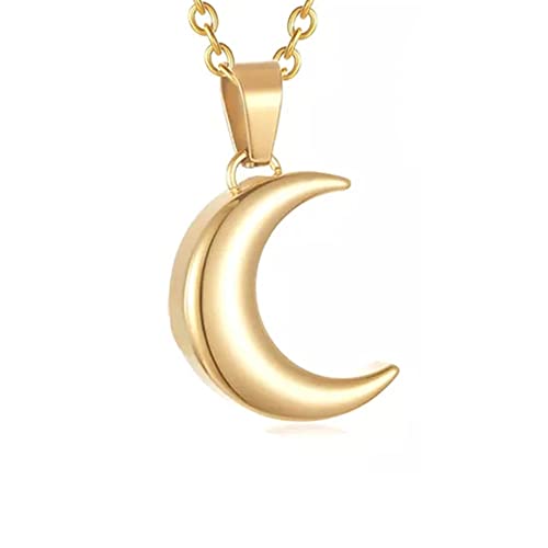 Urn Necklace for Ashes Memorial Cremation Jewelry for Ashes, Urns Pendant Keepsake Jewelry with Funnel Kit and Velvet Bag - style: Crescent Moon Gold