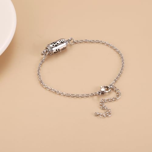 Pet Cremation Jewelry Stainless Steel Paw Print Tube Urn Necklace For Cat Dog Ashes Necklace For Women Keepsake With Filling Kits - color: Bracelet