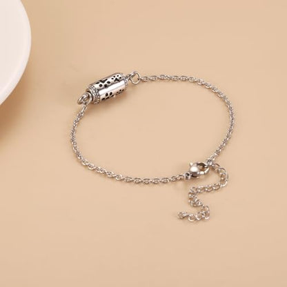 Pet Cremation Jewelry Stainless Steel Paw Print Tube Urn Necklace For Cat Dog Ashes Necklace For Women Keepsake With Filling Kits - color: Bracelet
