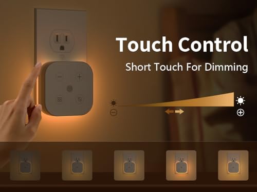 2 Pack Very Dim Sleep Night Lights Plug into wall, Kids Sleep Light, Adult Sleep Light, Bedroom Night Light, Light Sensor, LED, Dimmable, Warm Soft Light Plug in Night Light