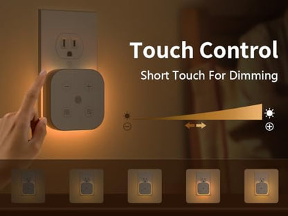 2 Pack Very Dim Sleep Night Lights Plug into wall, Kids Sleep Light, Adult Sleep Light, Bedroom Night Light, Light Sensor, LED, Dimmable, Warm Soft Light Plug in Night Light
