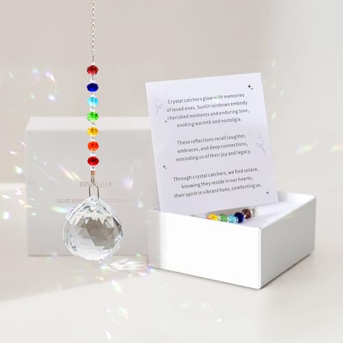 Hegelda Sympathy Gifts for Loss of Loved One Crystal Suncatcher Ornament - color: Transparent and 7 Colors Rainbow