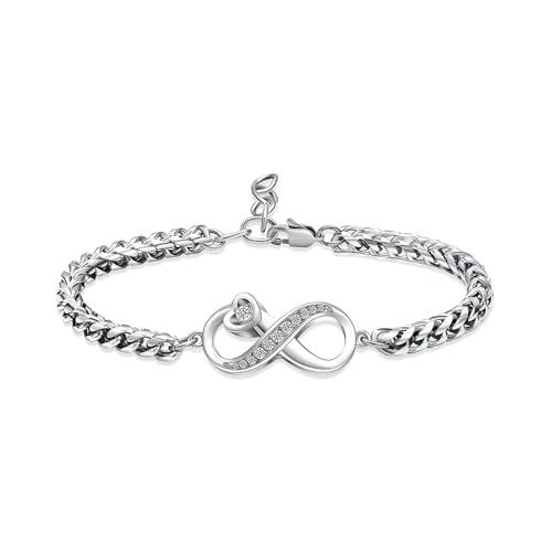 zeqingjw Heart Urn Bracelet for Ashes for Women Stainless Steel Cremation Bangle Jewelry Adjustable Keepsake Memorial Bracelet Loved Ones Ashes Holder Keepsake - color: Infinity-Silver
