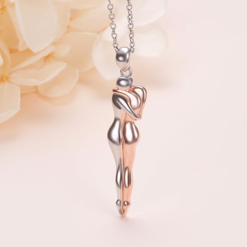 FLYOW S925 Sterling Silver Best Friend Couple Pendant Friendship Sun Moon Lotus Yin Yang Matching Bff Necklace for Women Jewelry - style: Hug A