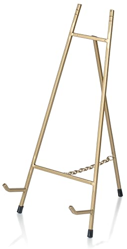 Red Co. 15” Tall Modern Metal Tripod Plate Stand and Art Holder Easel, Gold - color: Gold, size: Height - 15"