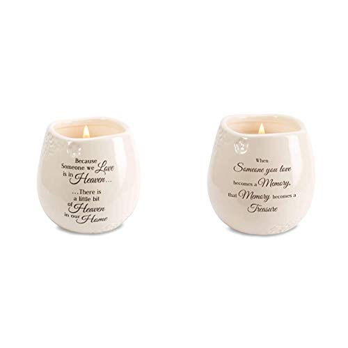 Pavilion Gift Company 19177 in Memory of Loved One Ceramic Soy Wax Candle & When Someone You Love Becomes a Memory That Memory Becomes a Treasure 8 oz Soy Filled Ceramic Vessel Candle