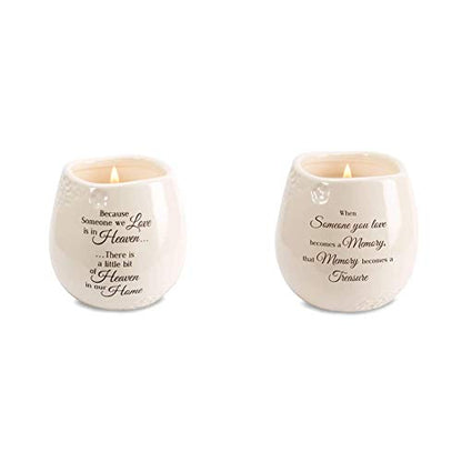 Pavilion Gift Company 19177 in Memory of Loved One Ceramic Soy Wax Candle & When Someone You Love Becomes a Memory That Memory Becomes a Treasure 8 oz Soy Filled Ceramic Vessel Candle