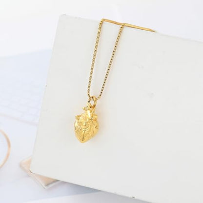 XSMZB Heart Cremation Jewelry Ashes Pendant for Human Pet Funeral Urn Necklace for Ashes Women Men Memorial Urn Jewelry - color: Gold