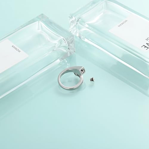 Memorial Urn Ring for Ashes Stainless Steel Cremation Jewelry for Men & Women Pet Ashes Keepsakes Holder Ring - color: Silver-6#
