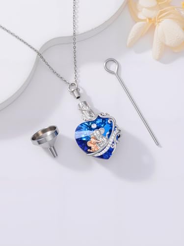 TOUPOP Sterling Silver Urn Necklace for Ashes with Crystal Memorial Keepsake Dragonfly/Butterfly/Cardinal/Cat/Dolphin Cremeation Jewelry Birthday Mothers Day Christmas Gifts for Her Women - style: Elephant