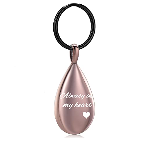 Yinplsmemory Cremation Keychain for Ashes Always In My Heart Urn Locket Cremation Jewelry Teardrop Memorial Keepsake Keychain - color: Customize