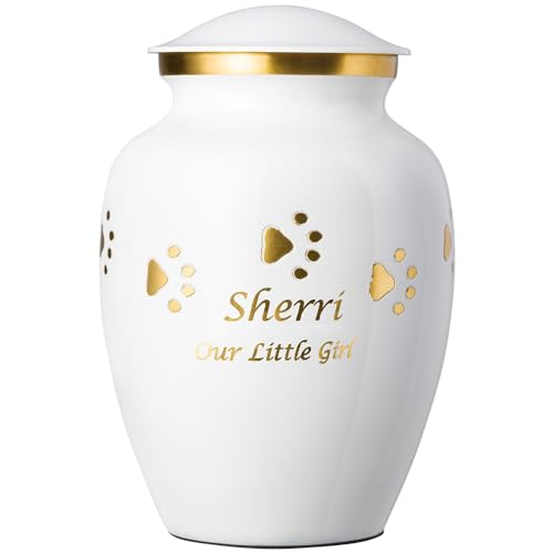 Ottillie Premier White/Brass/Horiz Urn, up to 115lbs - color: Cloud White, Horizontal Brass Paws, size: Large