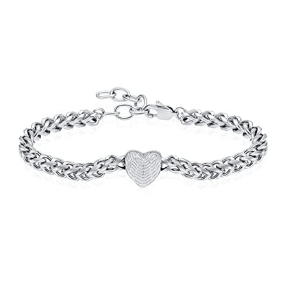 Heart Urn Link Bracelet for Ashes for Women Stainless Steel Cremation Jewelry Adjustable Keepsake Bangle Memorial Gift - color: A