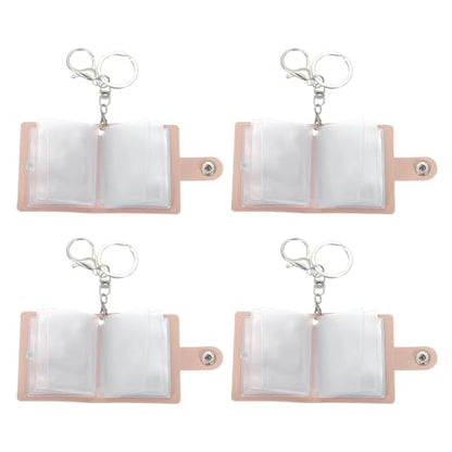 uxcell Mini Photo Keychain DIY Small Memory Key Ring Picture Book for Family - color: Pink