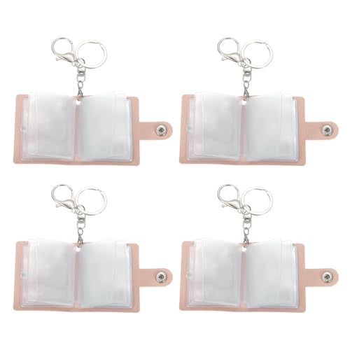 uxcell Mini Photo Keychain DIY Small Memory Key Ring Picture Book for Family - color: Pink