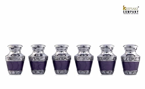 Purple Small Urns for Human Ashes/Mini Urn/Cremation Keepsakes for Ashes/Ash Holders for Human Ashes (Set of Six) from Keepsake Company - color: Purple Enamel