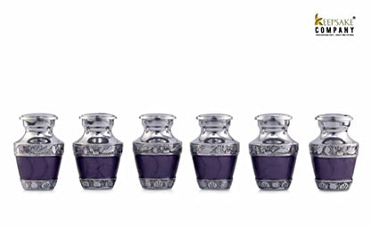 Purple Small Urns for Human Ashes/Mini Urn/Cremation Keepsakes for Ashes/Ash Holders for Human Ashes (Set of Six) from Keepsake Company - color: Purple Enamel