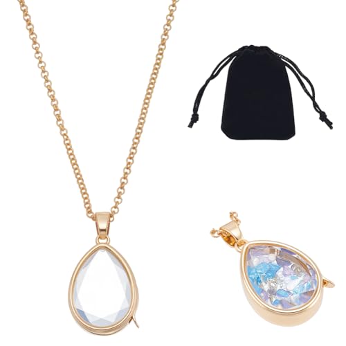NBEADS Locket Pendant Necklaces, Memory Locket Charms Brass Floating Memory Necklace - style: Teardrop