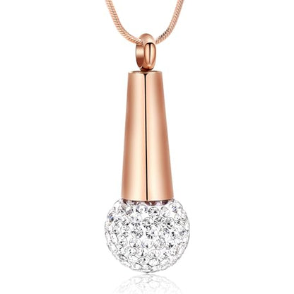 Microphone Cremation Jewelry for Ashes - Memorial Urn Necklace Ashes Holder Stainless Steel Keepsake Pendant Jewelry for Music Lover - color: Rose Gold-A