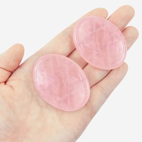 Thumb Worry Stone Rose Quartz Crystals Pink Healing Stones Palm Natural Mental Health Stress Relief Depression Gemstones Reiki Trinket Anxiety Relief Items Mother's Day Gifts for Women - color: Pink-rose Quartz