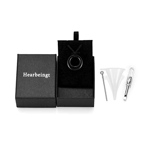 Hearbeingt Cremation Jewelry Urn Necklace for Ashes for Women Men, Circle of Life Eternity Memorial Pendant Ash Jewelry - color: Black