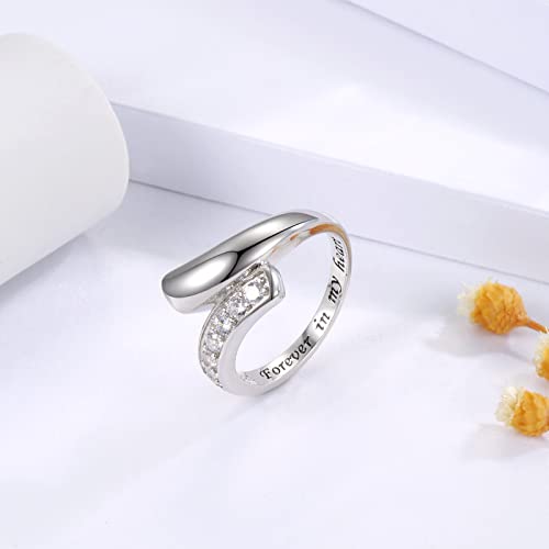 Sterling Silver Urn Ring for Ashes: Women Cubic Zirconia Ash Ring Memorial Cremation Jewelry Bereavement Keepsakes Gift for Loss of a Loved One
