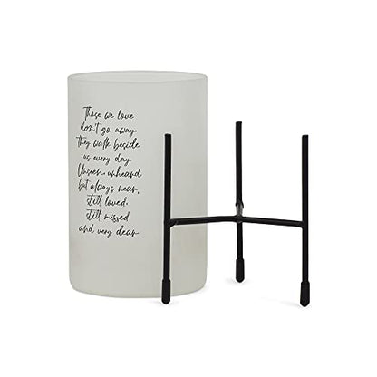 Elanze Designs We Love Don't Go Away Classic White 8 x 4 Glass Hurricane Candle Holder