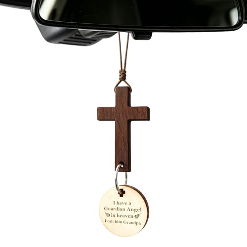 Memorial Car Hanging Ornament Memorial Gifts for Loss of Grandpa Sympathy Grief Gift for Women Men Grieving Friends Someone Who Lost Grandfather Remembrance Gift Car Rearview Mirror Pendant - style: Guardian Angel Grandpa