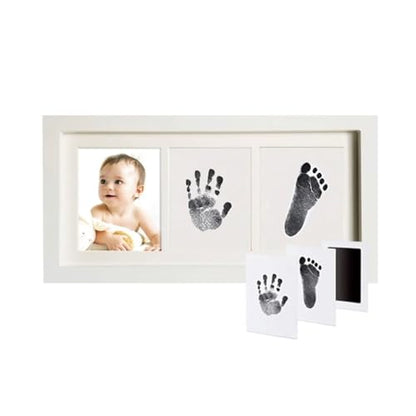 Inkless Baby Hand and Footprint Kit – Newborn Keepsake Frame with Non-Toxic Ink Pad, Baby Handprint & Footprint Kit for Boys & Girls, Baby Shower - color: White