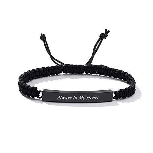 zeqingjw Cremation Bracelet for Ashes Adjustable Cremation Urn Bracelet Bangle for Ashes Stainless Steel Memorial Ashes Keepsake Jewelry for Men Women - color: Always in my heart -Black