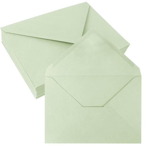 50 Pack 4x6 Envelopes, Green A4 Gummed Envelopes | 4.3"X6.3" Fits 4x6 Cards, 100 lb/150 gsm Paper, Moisture-Seal, Smooth Printing, for Invitations, Photos, Crafts & More - color: Green, size: 4x6