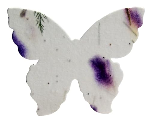 Of The Earth Handmade Paper - Wildflower Seed Paper Butterfly Shape - Large 3" - Set of 24 (58s Purple & Fern) - color: 58s Purple & Fern