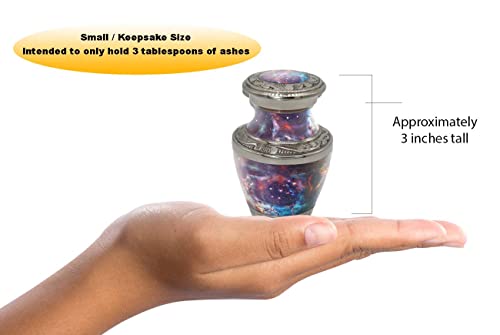 Cosmic Galaxy Keepsake Urns for Human Ashes with Velvet Gift Box for Cremation Keepsakes for Ashes - Small Cremation Urn and Small Keepsake Urn Set of 4 - color: Galaxy
