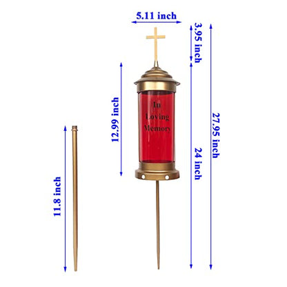 Cross Lights for Grave Decorations - Cemetery Memorial Lantern for Humans - style: Light B2