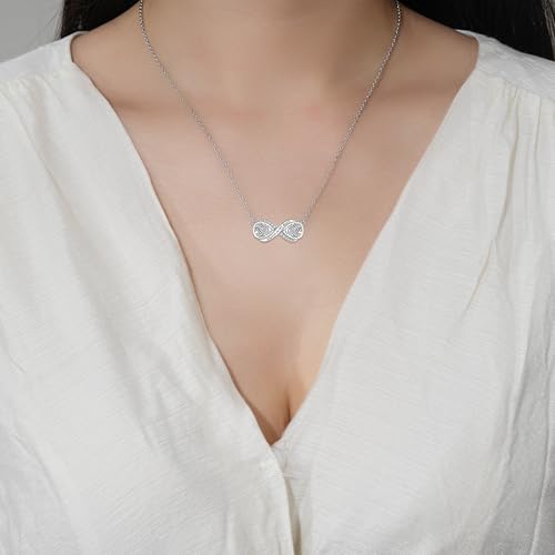 Sterling Silver Dual Infinity Urn Necklace for Women: Double Heart Cremation Necklaces Jewelry Hold Two Ashes - Infinity Memorial Keepsakes Pendant Jewelry Gifts for Loved Ones - color: Infinity-Fingerprint