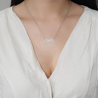 Sterling Silver Dual Infinity Urn Necklace for Women: Double Heart Cremation Necklaces Jewelry Hold Two Ashes - Infinity Memorial Keepsakes Pendant Jewelry Gifts for Loved Ones - color: Infinity-Fingerprint