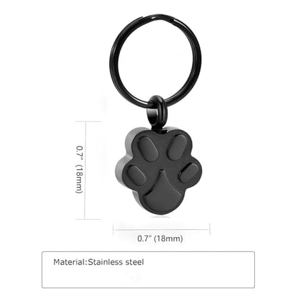 RIPFEVURN Pet Cremation Jewelry Dog Cat Paw Urn Keychain for Ashes for Women Men Memorial Keepsake Pendant - color: Black-2