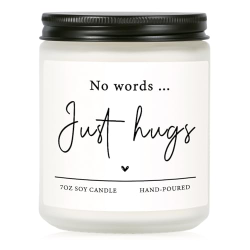 Shqiueos Sympathy Gifts for Loss of Loved One - No Words Just Hugs Candle | Lavender Scented, Memorial Gifts, Bereavement Gift Idea, Grief, Thinking of You, Get Well, Comfort Condolence Gift - color: White