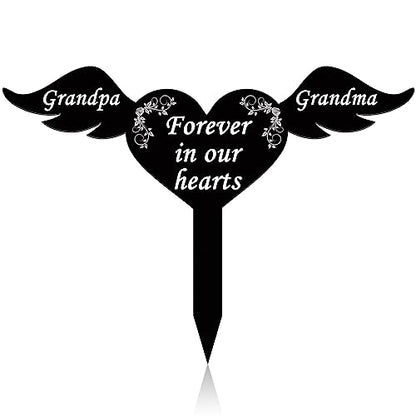 Wesiti Memorial Stakes Cemetery Grave Plaque Stake Markers Memorial Garden Wing Sign Remembrance Plaque Waterproof Sympathy Grave for Loss of Cemetery Decoration(Grandparents) - style: Grandparents